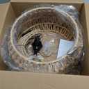 Hanging Lights with Plug in Cord Rattan Hanging Lamp Boho Ceiling Light Fixtures Farmhouse Pendant Lamp Shape for Living Room Bedroom Kitchen (12.6 Inch-Drum Shade)