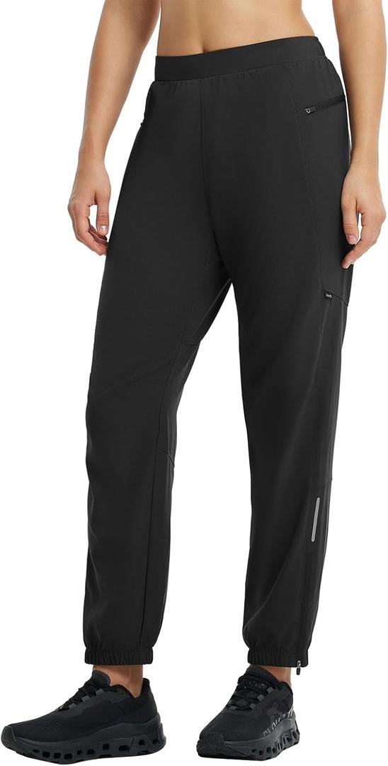 baleaf Women's Athletic Pants Quick Dry Joggers Water Resistant Lightweight Cycling Hiking Ankle Zipper Pockets UPF 50+ (L)