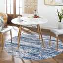 SIILOOM 6' Round Rug Washable Rug for Entryway, Navy Blue Gray Neutral Multi Soft Non-Slip Area Rugs Modern Abstract Low-Pile Carpet, Neutral Vintage Circle Rugs for Living Room Dining Bedroom Foyer