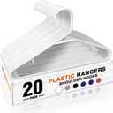 HOUSE DAY Plastic Hangers 20 Pack, Space Saving Clothes Hangers with Built-in Hooks, Durable & Strong Closet Organizers and Storage, Dorm Room Essential, Perfect for Shirts, Coat, Pants, Dress - White