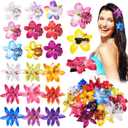 Jexine 18 Pcs Hawaiian Flower Hair Clip for Women Tropical Hawaiian Artificial Hibiscus Flower Hair Pins Head Accessories Double Chiffon for Bridal Wedding Accessory Clip Barrette