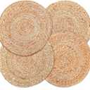 Eco-Crave Natural Round Jute Rope Placemats Set of 4, 100% Handmade 13 Inch Woven Place Mats, Multipack Boho Farmhouse Rustic Wicker Table Mats for Jute Rope Braided Chargers, Dining, Dinner Plates