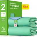 IMPROVIA Washable Underpads, 34" x 52" (Pack of 2) - Heavy Absorbency Reusable Incontinence Pads for Kids, Adults, Elderly, and Pets - Waterproof Protective Pad for Bed, Couch, Sofa, Furniture, Floor (Green)