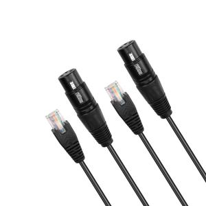 GINTOOYUN 3 Pin XLR to RJ45 Converter Cable - XLR DMX Cable for Speaker, Mixers, Sound and Stage Lighting Equipment - 30cm/1Ft (2 PCS)