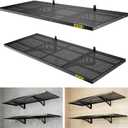 Aecxm 2-Pack 1.64x4ft Adjustable Garage Wall Shelving 560lbs Load Capacity Heavy Duty Wall Mounted Storage Shelf Metal Floating Shelves for Garage(Black)
