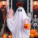 Ghost Costume for Kids, Toddler Ghost Costume with Pumpkin Bag, Halloween Spooky Costumes for Boys Girls Cosplay Dress Up (7-10 years)