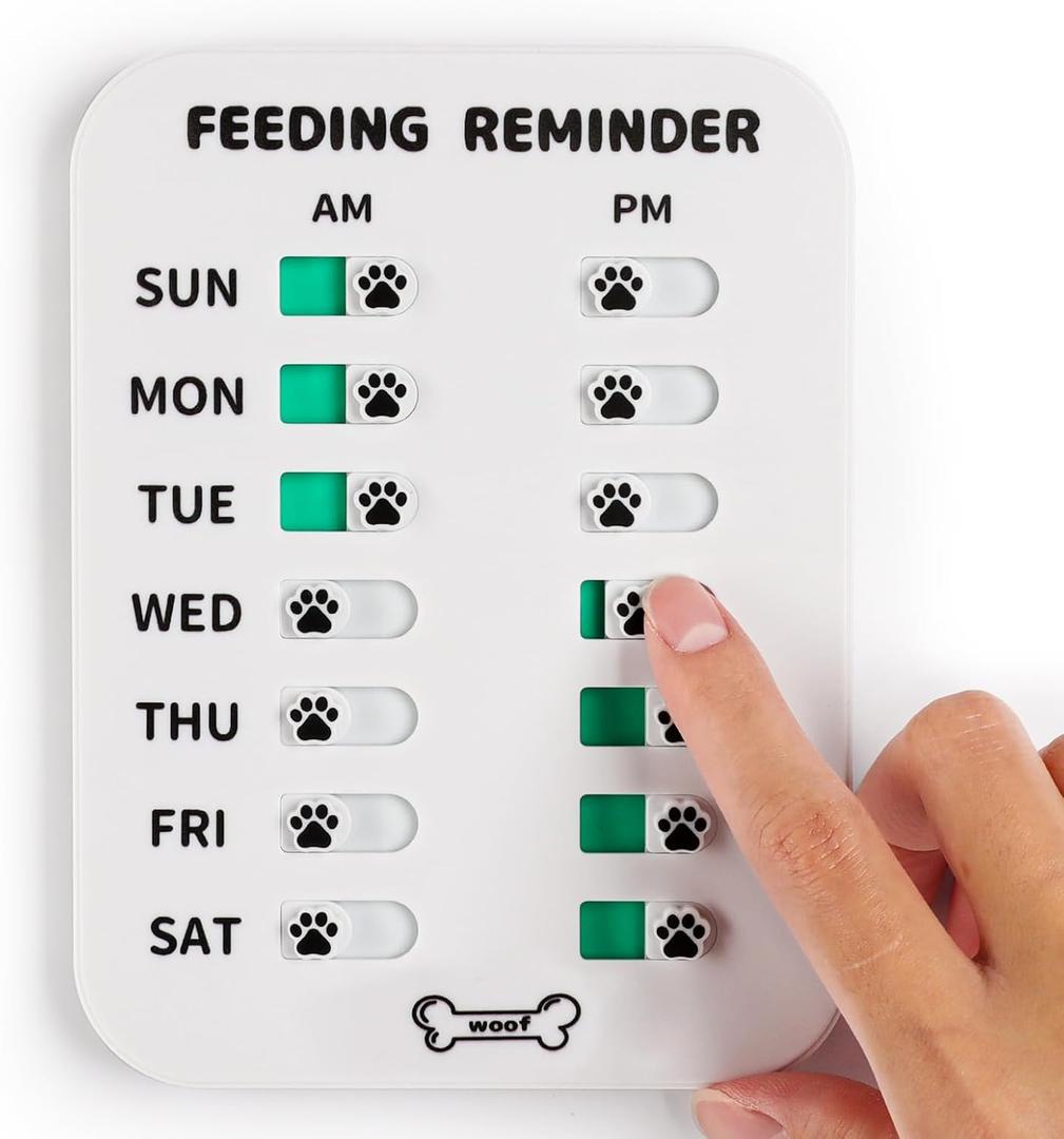 YAUYIK Dog Feeding Reminder, Magnetic Reminder Sticker, AM/PM Daily Indication Chart Feed Your Pets, Fridge Magnets and Double Sided Tape, Helps You to Track Pet Feeding & Medication (White)