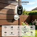 Security Cameras Wireless Outdoor Cameras for Home Security 2K Color Night Vision Battery Powered Motion Detection IP66 Weatherproof 2-Way Talk Cloud Storage Floodlight (White-Camera)