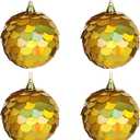 Christmas Tree Decorations Ornament,Reflective Paillette Xmas Ball Decor, 4PCS Iridescent Handcrafted Sequin Ball Set,Decorations for Holiday, Party, Home Décor (Solara Gold, 3.15 Inches)