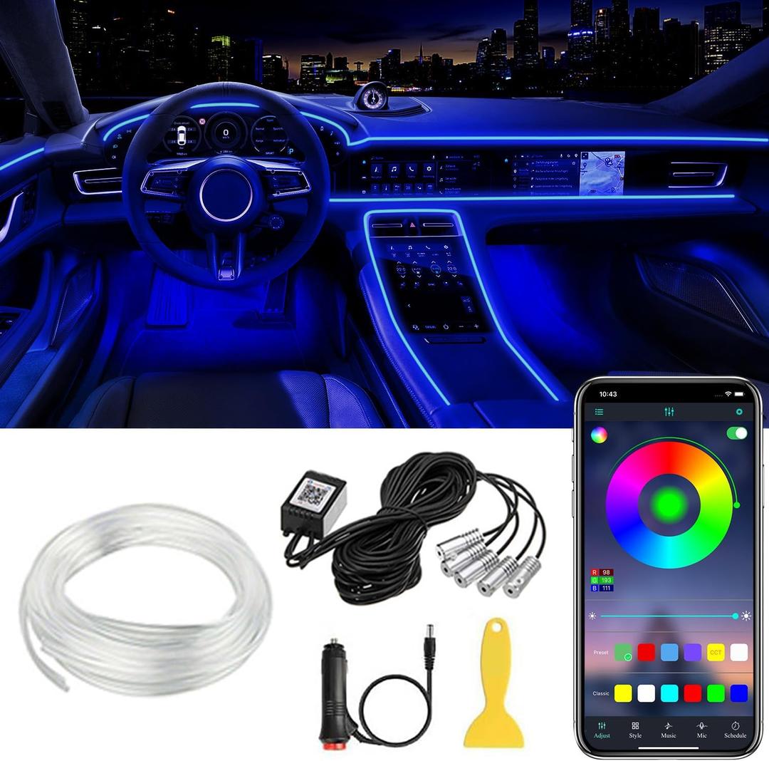 Interior Car LED Strip Lights APP Control, 5 in 1 RGB 16 Million Colors Ambient Lighting Kit with 236 inches Fiber Optic, Music Mode Inside Car Lighting Decorations Interior Car LED Strip Lights APP Control, 5 in 1 RGB 16 Million Colors Ambient Lighting Kit with 236 inches Fiber Optic, Music Mode Inside Car Lighting Decorations