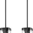 Modern Pendant Light Fixtures 2-Pack, Matte Black Pendant Lights Kitchen Island with Square Transparent Glass, Glass Pendant Light for Dining Room, Bedroom, Living Room, Farmhouse