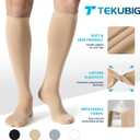 3 Pairs Medical Women Men Compression Socks Knee High 20-30 mmhg Graduated Stocking Support Hose Cute for Running Travel (NUDE)