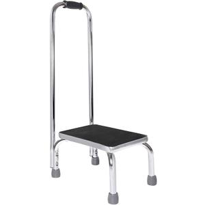 Vaunn Medical Foot Step Stool with Handle and Anti Skid Rubber Platform, Lightweight and Sturdy Stool for Children, Adults and Seniors, Chrome