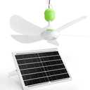 blessny Small Solar Ceiling Fan for Gazebo, 15W Solar Powered Hanging Mini Ceiling Fan for Chicken Coop, Greenhouse, Shed, Patio
