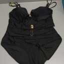 B2prity One Piece Swimsuit for Women Cutout Monokini Color Block Bathing Suit Ruched Sexy Swimwear (XX-Large, Black)