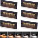 [6 Pack] Cloudy Bay 9 Inch 5CCT Low Voltage LED Outdoor Step Lights 12V-15V 3W/5W Dual-Bright Selectable Landscape Stair Lights,Exterior Deck Lights, Aluminum,Metal Black