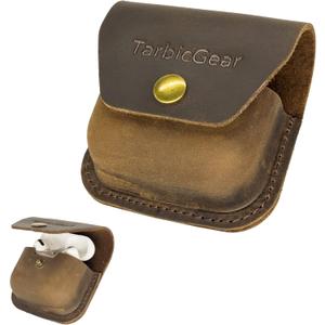 Belt Clip Airpod Case, Universal Leather Belt Holster for Airpod Pro, Samsung Galaxy Buds and Beats Studio Buds, Real Leather Earbuds Pouch for Belt, Brown Color