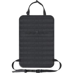 IronSeals Car Seat Back Organizer, Tactical Molle Panel Sag Proof Vehicle Seat Cover Protector Nylon Car Seat Back Hanger Bag Pad (Black)