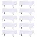 12 Pack White Table Cloth Rectangle Table Cloths for 8 Foot Rectangle Tables 68X 120 Inch Washable Polyester Table Covers, Reusable & Wrinkle Resistant for Weddings, Parties, Events, and Everyday Use