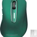memzuoix 2.4G Wireless Mouse, 1400 DPI Computer Mice USB Receiver, Portable Wireless USB Mouse Battery Powered Cordless Mice for Laptop, PC, Desktop, 5 Buttons (Dark Green)