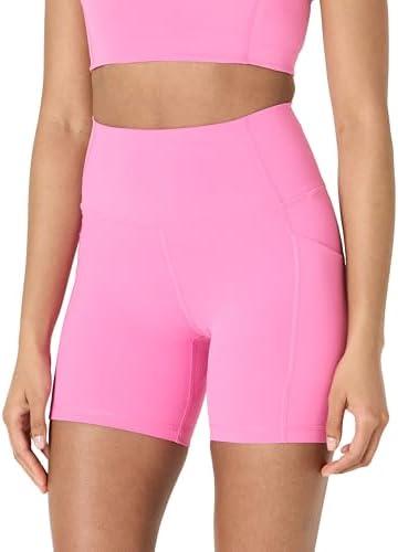 Amazon Essentials Women's Active Form Flex Buttery Soft High Waist Yoga Biker Shorts (Medium, Pink)