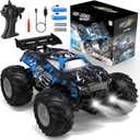 Remote Control Car, All-Terrain Remote Control Truck for Boys, Rechargeable Rc Truck with LED, 1:20, 10KM/H, 2 Motors, 2.4GHZ, Speed Friendly, Sturdy, Rc Cars for Christmas, Kids, Beginner (Blue)