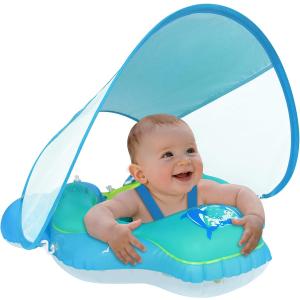 Baby Pool Float, Meegoo Baby Swim Float with Removable Canopy and UPF50+ Protection, Infant Inflatable Pool Float for Babies Age of 3-36 Months,Swimming Trainer (Small)