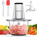 Food Processor, Facelle Meat Grinder 8-Cup Food Chopper Electric Vegetable Chopper 500W With 2L Glass Bowl & 4 Sharp Blades for Meat/Vegetable/Fruit/Nut/Baby Food