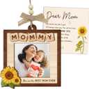 Gifts for Mom from Daughter Son - Mothers Day Mom Picture Frame Ornament, 3-Layered Wooden Photo Holder for Car Hanging Accessories - Birthday Present for Mama, Nana, Mother in Laws