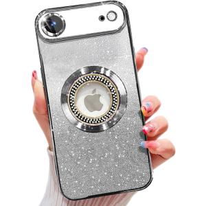 Misscase for iPhone Air Magnetic Glitter Case Compatible with MagSafe,Full Protection Slim Shockproof Case with Camera Lens Protector Plating Bling Cover Case for iPhone 17 Air 6.5" Silver