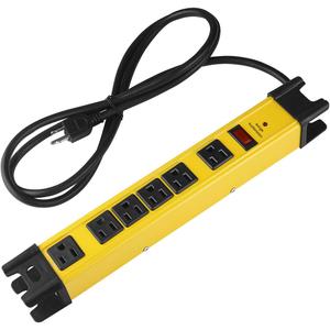 CCCEI Heavy Duty Power Strip Surge Protector with 15A, 6 Plug Industrial Shop Workshop Garden Metal Multiple Outlets, 6FT Extension Cord 1200 Joules ETL Listed, Yellow