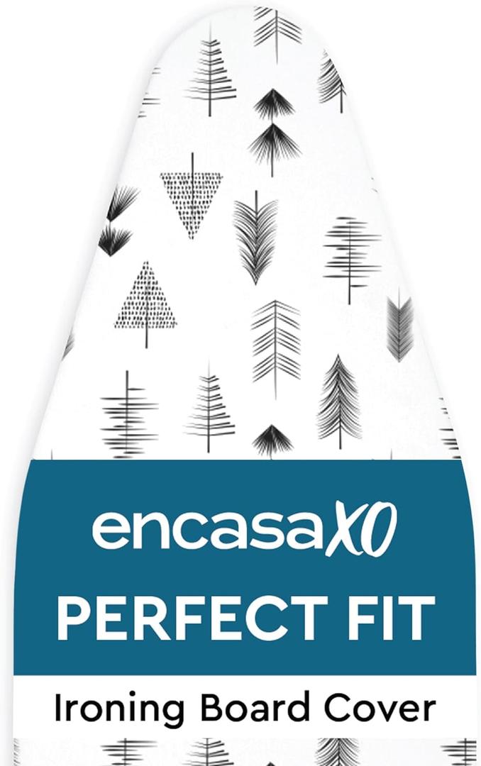 Encasa XO Ironing Board Cover and Pad 49"x18" Standard Size - Thick 3mm Felt Padded Iron Board Cover with Padding, Scorch & Stain Resistant Cotton, Heavy Duty Drawstring, Snug Fit - Black Arrow
