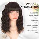 XIXIBI Brown Short Wavy Wig with Bangs for Women Dark Brown Bob Synthetic Heat Resistant - Natural Look for Daily Party Cosplay Use 14 Inch