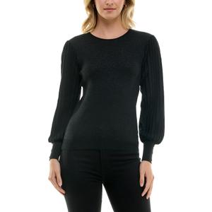 Nanette Nanette Lepore Womens Lurex Rib Sleeve Pullover Sweater (Black, S)