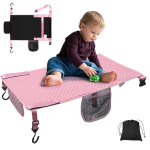 Toddler Airplane Bed, Soft Airplane Seat Extender for Kids, Baby Flight Portable Hammock Bed with Fasten Hook and Insert, Airplane Travel Essentials Kids, Anti-Slip - Dot, Pink