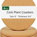 8 Inch Cork Plant Coasters, 4 Pcs Double Layers Thickened Cork Plant Mats, Cork Coasters for Plants, Cork Mats for Plant, Plant Coasters for House Plants