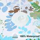 Misaya Round Fitted Tablecloth with Elastic Edge, 100% Waterproof Oil Proof Plastic Table Cover, Vinyl Flannel Backed Tablecloth Fits 25"-30" Round Tables for Dinner, Outdoor, Picnic, Leaves