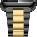 iiteeology Lightweight Stainless Steel Band Designed for Apple Watch Ultra 3 & Ultra 2, Series 1-11, 46mm, 45mm, 44mm, 42mm, Replacement iWatch Bands for Men & Women, Black/Gold