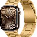 HITZEE Compatible with Apple Watch Band 42/41/40/38mm Business Stainless Steel Metal Strap Men Women Link Bands Compatible for Apple Watch SE Series 10 9 8 7 6 5 4, 38/40/41/42mm Gold
