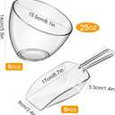 Hoolerry 16 Pcs Serving Bowls Kit Include Clear Plastic Bowls for Parties and Popcorn Measuring Scoops Acrylic Plastic Kitchen Angled Candy Scoops for Office Canister Salad Cooking (25 oz)