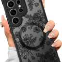 SEXYMOM Magnetic for Samsung Galaxy S24 Ultra Case - Wireless Charging Compatible,Cute Floral Design for Women and Girls,Slim Fit Translucent Matte Phone Case - Flower Garden