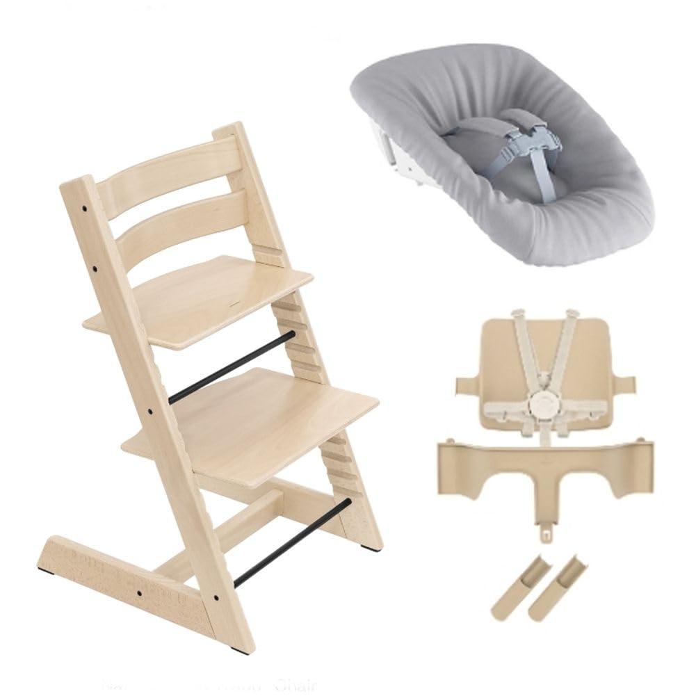 Stokke Tripp Trapp High Chair 2, Natural (Includes Chair & Baby Set) with Newborn Set - Safe, Adjustable, Ergonomic Design