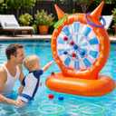 Inflatable Dart Board Pool Toys, 2-in-1 Pool Games with Throwing & Ring-toss Games, Sewn Fabric Balls and Rings for Kids & Adults, Suitable for Family Gatherings & Water Parties