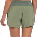 Ksmien Women's 2 in 1 Running Shorts - Lightweight Athletic Workout Gym Yoga Shorts Liner with Phone Pockets (Green, XL)