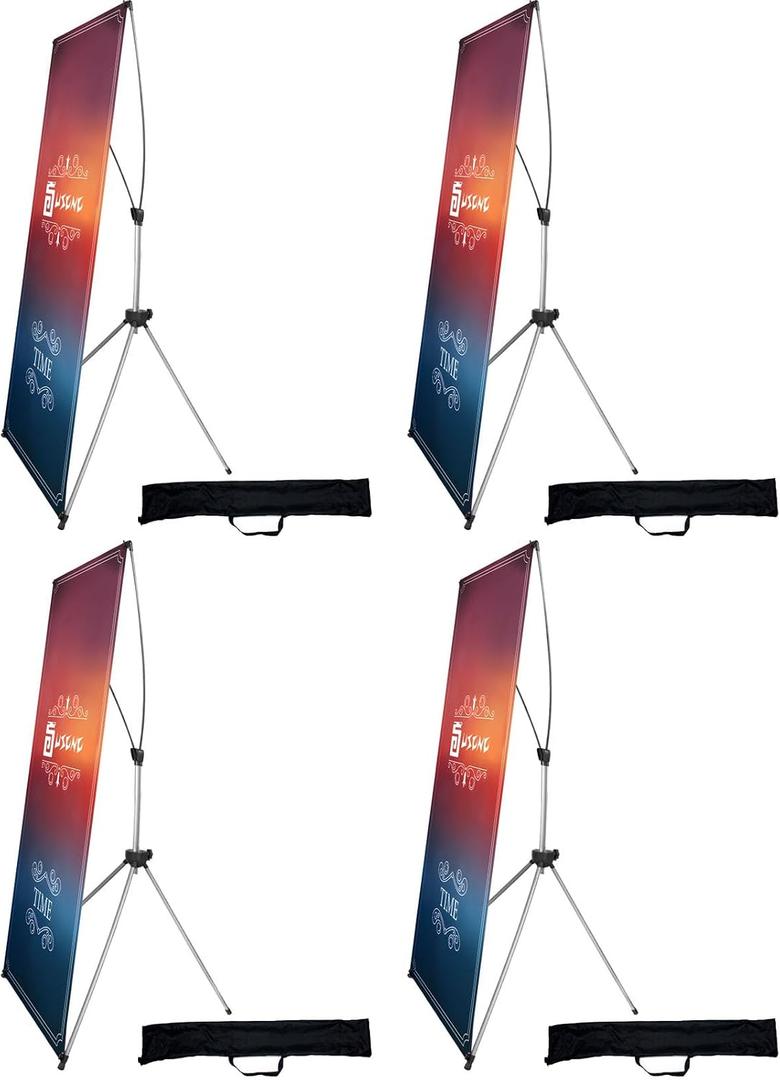 USCNC X Banner Stand Adjustable Fit Banner 23 x 63 to 32 x 78 Inch(STAND ONLY), Portable Travel Bag,Suitable for advertising, stores, exhibitions, restaurants, events, birthday parties, and other occasions (4 Pack)