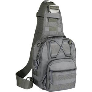 Viriber Tactical Backpack, Waterproof Military Cross-body Molle Sling Shoulder Backpack Chest Bag for Outdoor Every Day Carry gray