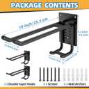 Tanzfrosch 2 Pack Garage Hooks Heavy Duty 10 INCH Two-Tier Steel Shed Wall Mount Workshop Garage Storage Organizer Hooks for Hanging Garden Tool, Hose, Ladder, Chairs, Bikes with Anti-Slip Coating