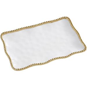 Pampa Bay Golden Salerno Small Platter (White and Gold)