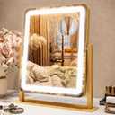 ROLOVE Vanity Mirror with Lights, Lighted Vanity Mirror with Dimmable 3 Modes, LED Makeup Mirror, Touch Screen Control, for Makeup Desk, Dressing Room, Gold, 23x19 Inch