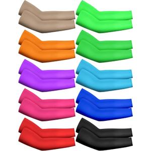 Geyoga 10 Pairs Kids Arm Sleeves Baseball Arm Sleeves Youth UV Protection Anti-slip Ice Silk Covers (-8 Years, Cute Colors)